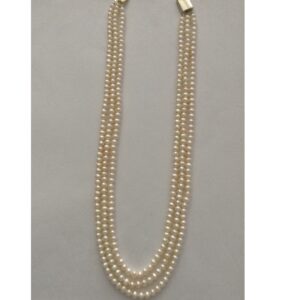 Freshwater White Potato Pearls Necklace 3 Layers JPM0044