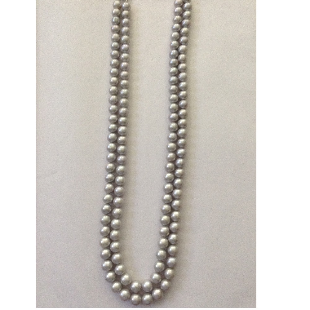 Freshwater Round Grey Pearls Necklace 2 Layers JPM0041