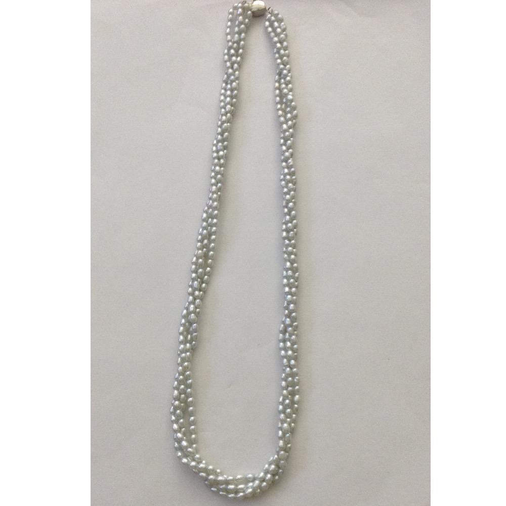 Freshwater Natural Grey Rice Pearls Necklace 4 Layers JPM0032