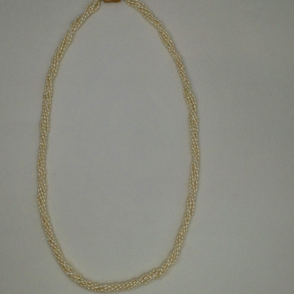 Fresh Water White Rice Pearls Neckace 6 Layers JPM0030