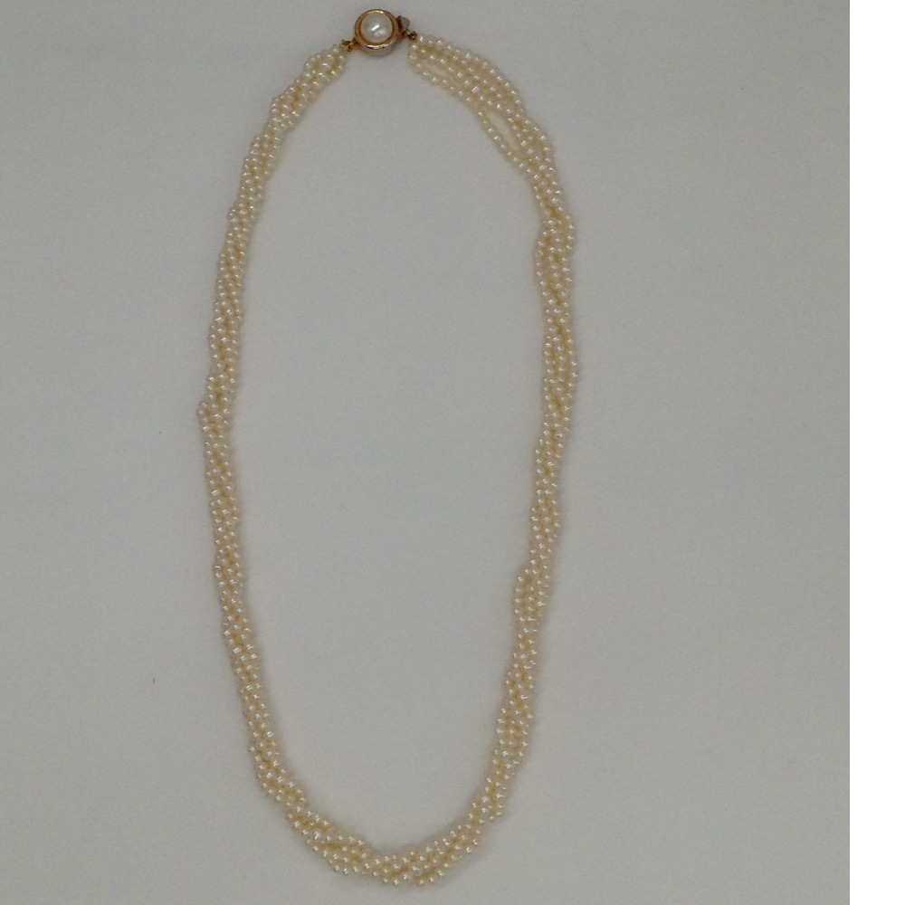 White Round Seed Pearls Necklace 4 Layers JPM0037