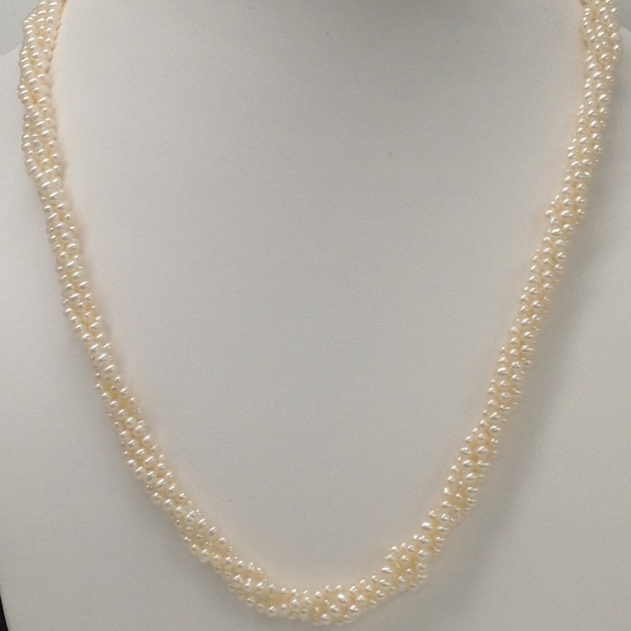 White Round Seed Pearls Necklace 4 Layers JPM0037