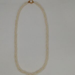 Fresh Water White Seed Pearls Necklace 3 Layers JPM0036