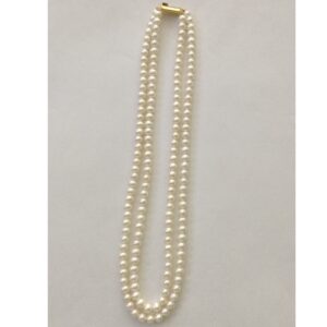Fresh water Round White Pearls Necklace 2 Layers