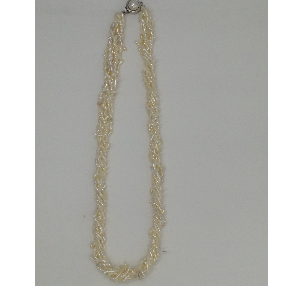 Sea water keshi rice white pearls necklace 6 layers