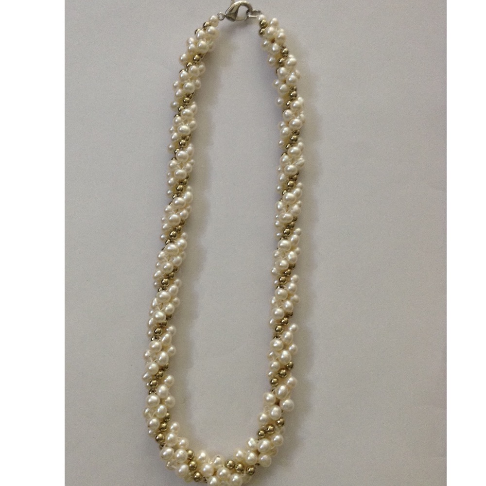 white potato pearls with jaco beeds rassi necklace JPM0024 - Image 2