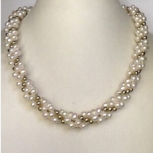 white potato pearls with jaco beeds rassi necklace JPM0024
