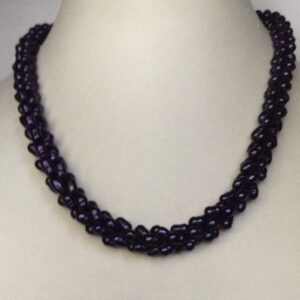 Fresh water black rassi rice pearls necklace JPM0020