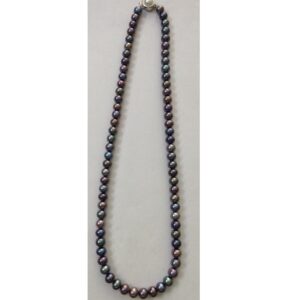 Fresh water round bluish grey pearls strand JPM0019