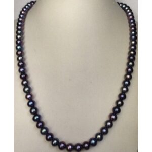 Fresh water round bluish grey pearls strand JPM0019
