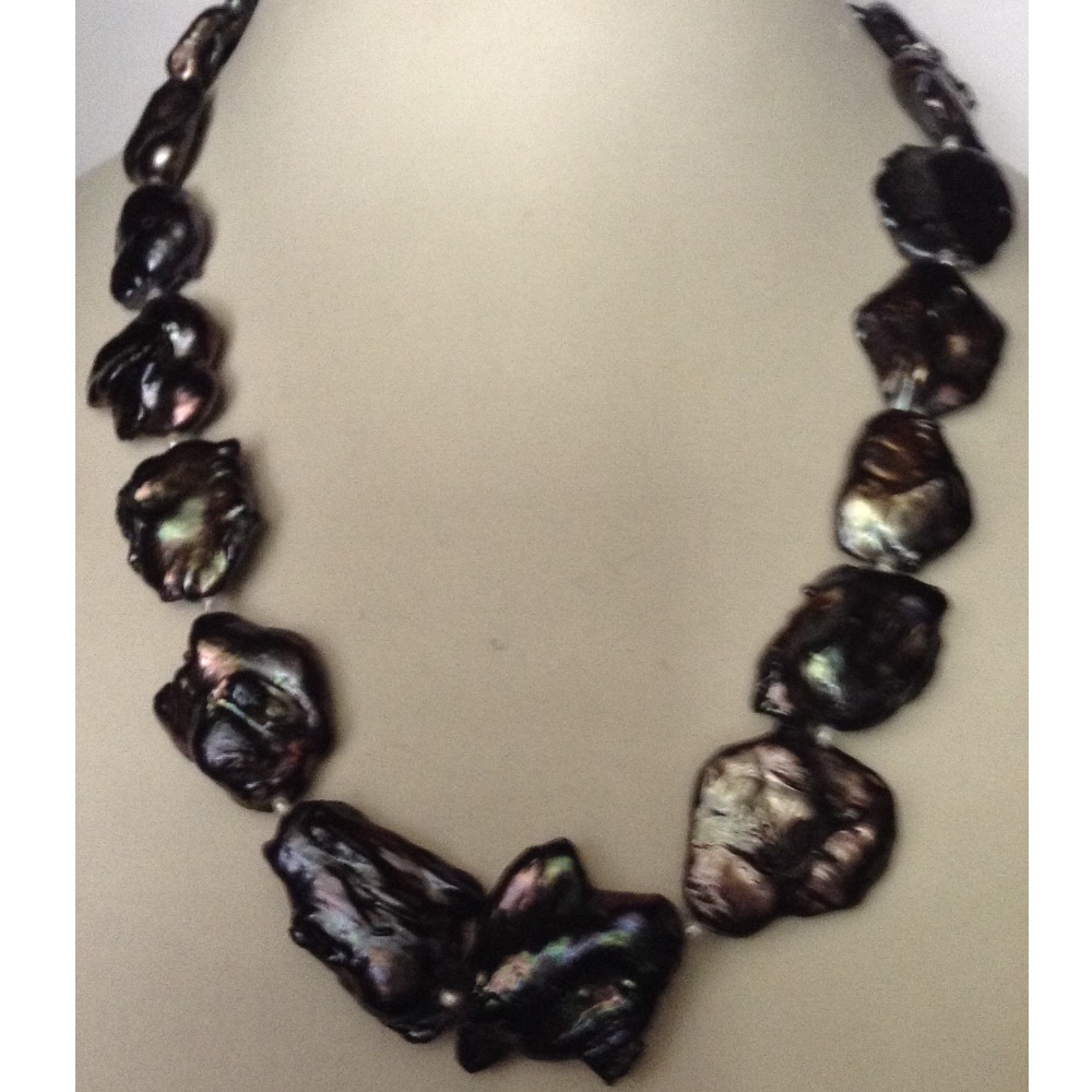 Fresh water black graded baroque pearls necklace JPm0017