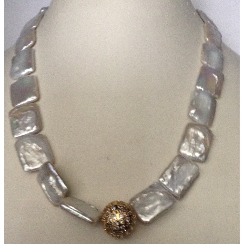 Fresh water natural square baroque pearls necklace jpm0015