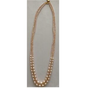 Pink Oval Graded Fresh Water 2 Layers Necklace JPM0014