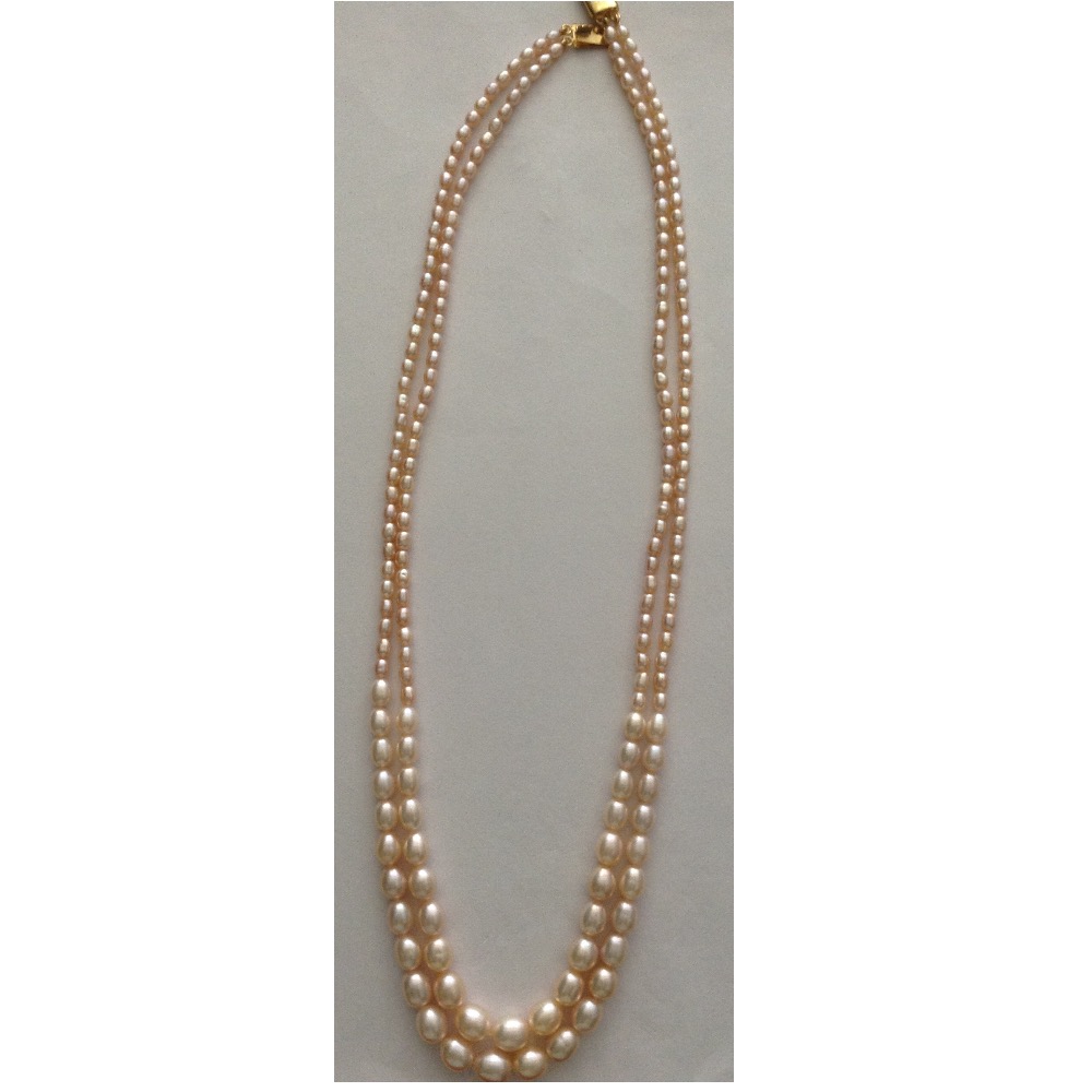 Pink Oval Graded Fresh Water 2 Layers Necklace JPM0014