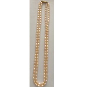 Oval Orange Fresh Water Pearls Necklace 2 Layers JPM0012