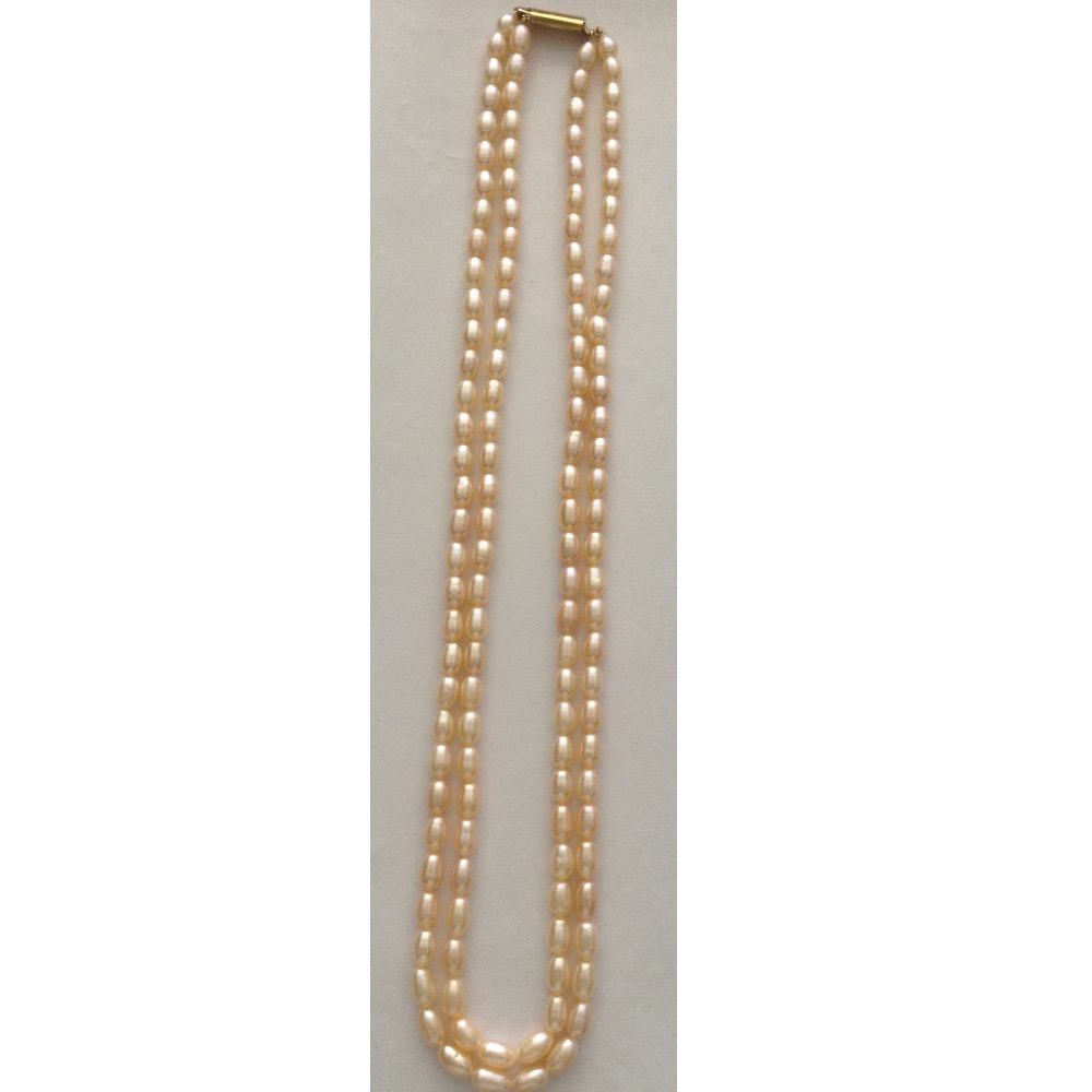 Oval Orange Fresh Water Pearls Necklace 2 Layers JPM0012