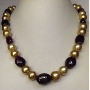 Golden South Sea Pearls With Ruby Necklace JPM0006