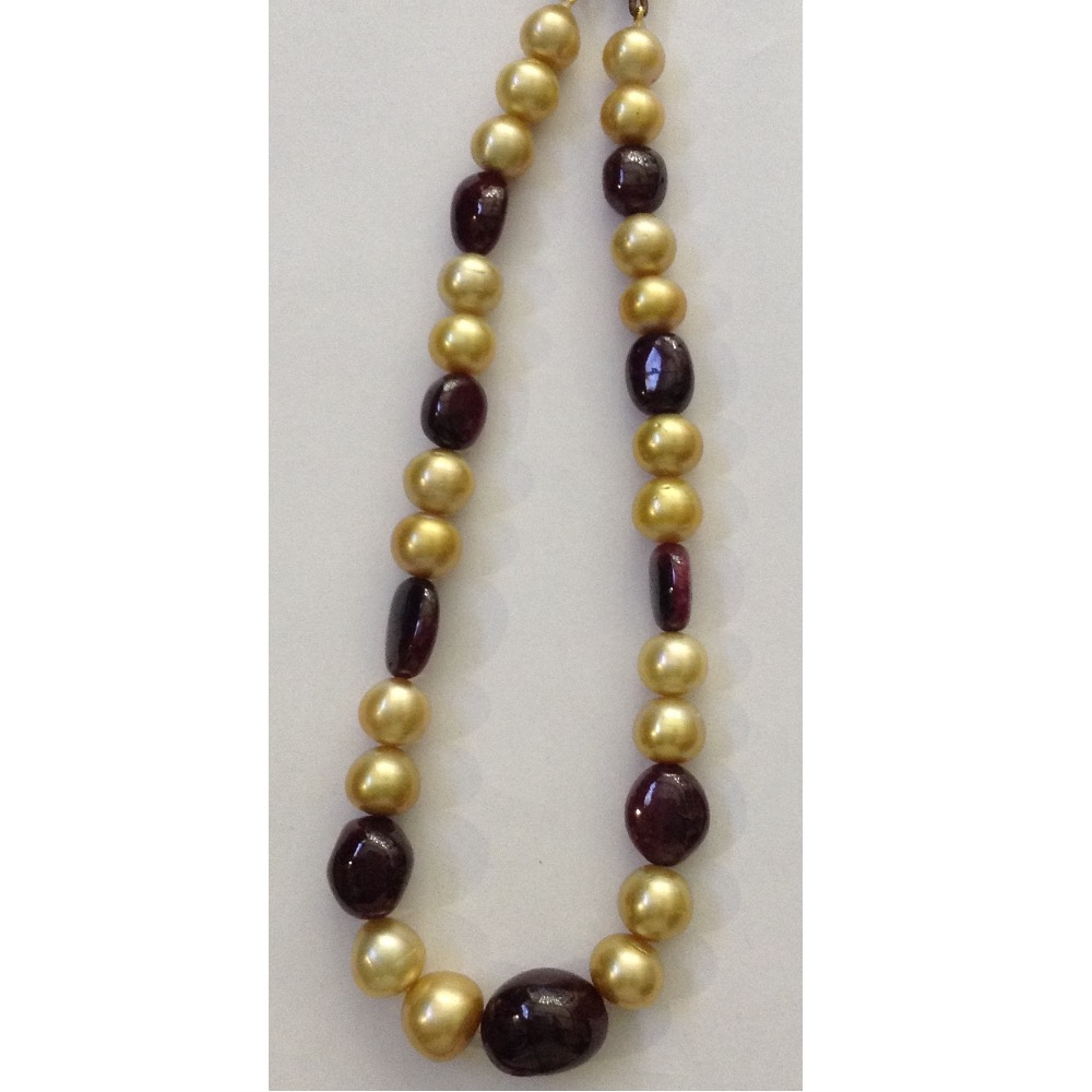 Golden South Sea Pearls With Ruby Necklace JPM0006
