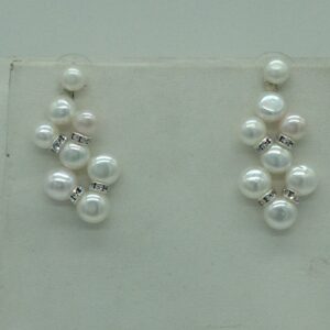 Freshwater White Button Pearls ZigZag Necklace Set JPP1004