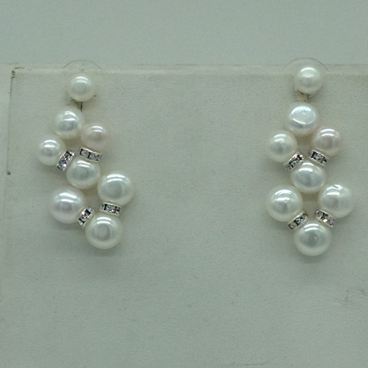 Freshwater White Button Pearls ZigZag Necklace Set JPP1004