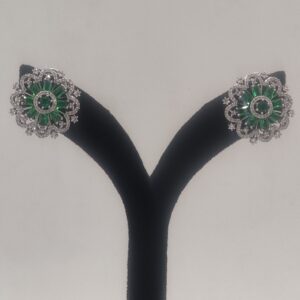 White Green Cz Stones Pendent Set with Pearls Mala JPS1020