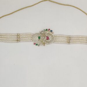 Multicolour Cz Stones Choker Set with White Pearls JPS1018