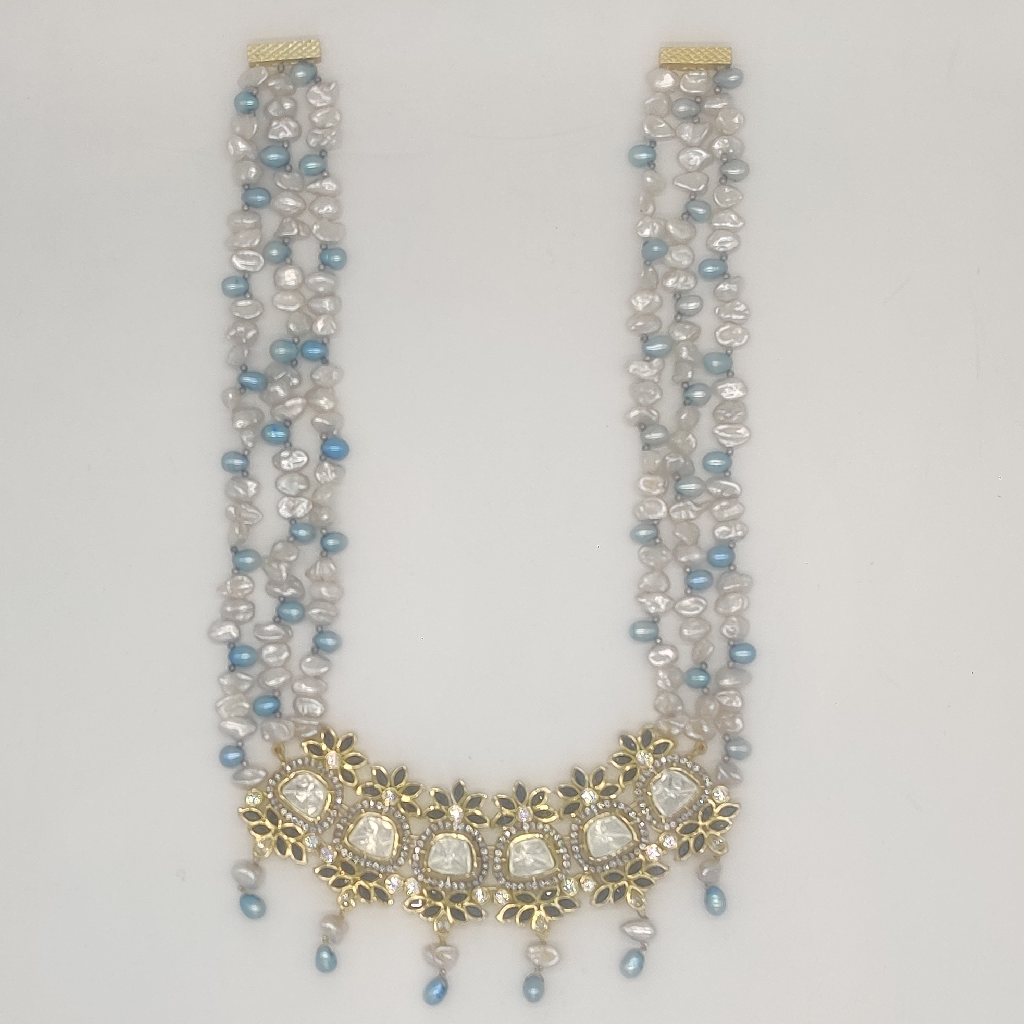 White Blue Stones Haar Set with White Pearls JPS1017