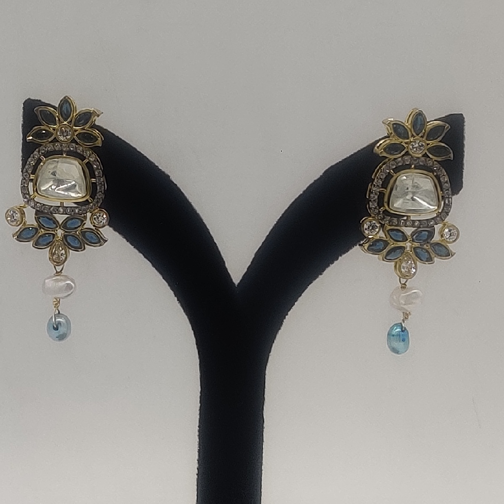 White Blue Stones Haar Set with White Pearls JPS1017