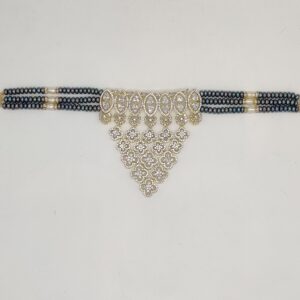 White Cz Stones Choker Set with Grey Pearls JPS1016