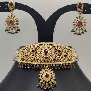 Multicolour Amritsar Choker Set with White Pearls JPS1015