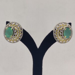 White Green Cz Broach Set With 4 Layers Pearls JPS1011