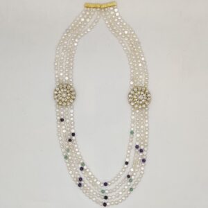 White Kundan Broach Set With 4 Layers Pearls JPS1010