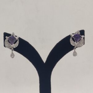 White Blue Cz Broach Set With 3 Layers Pearls JPS1009