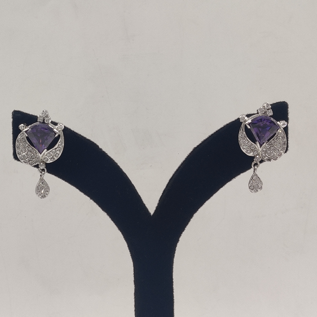 White Blue Cz Broach Set With 3 Layers Pearls JPS1009