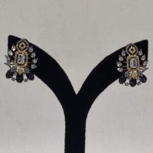 White CZ Pendent Set With Purple Beeds JPS1007