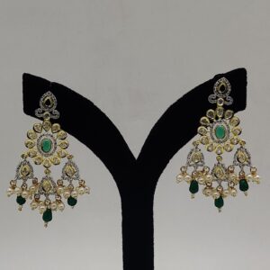 White Polki Ranihaar Set With 3 Line Pearls JPS1005