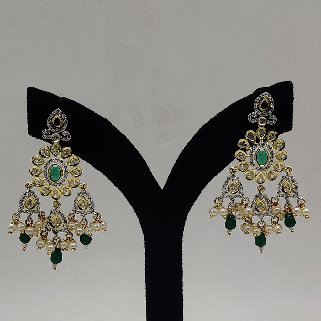 White Polki Ranihaar Set With 3 Line Pearls JPS1005