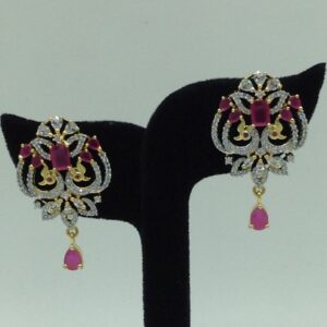 White,Red CZ Pendent Set With 4 Line Mala JPS0868