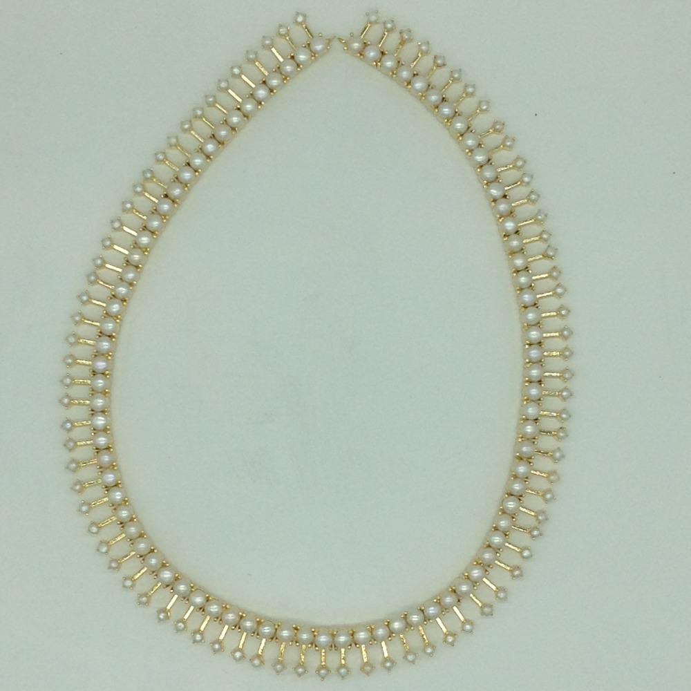 White Pearls Long Necklace Set JNC0229