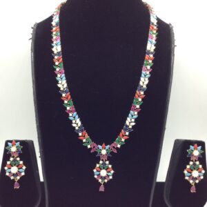Navratan Stones Long Necklace Set JNC0227