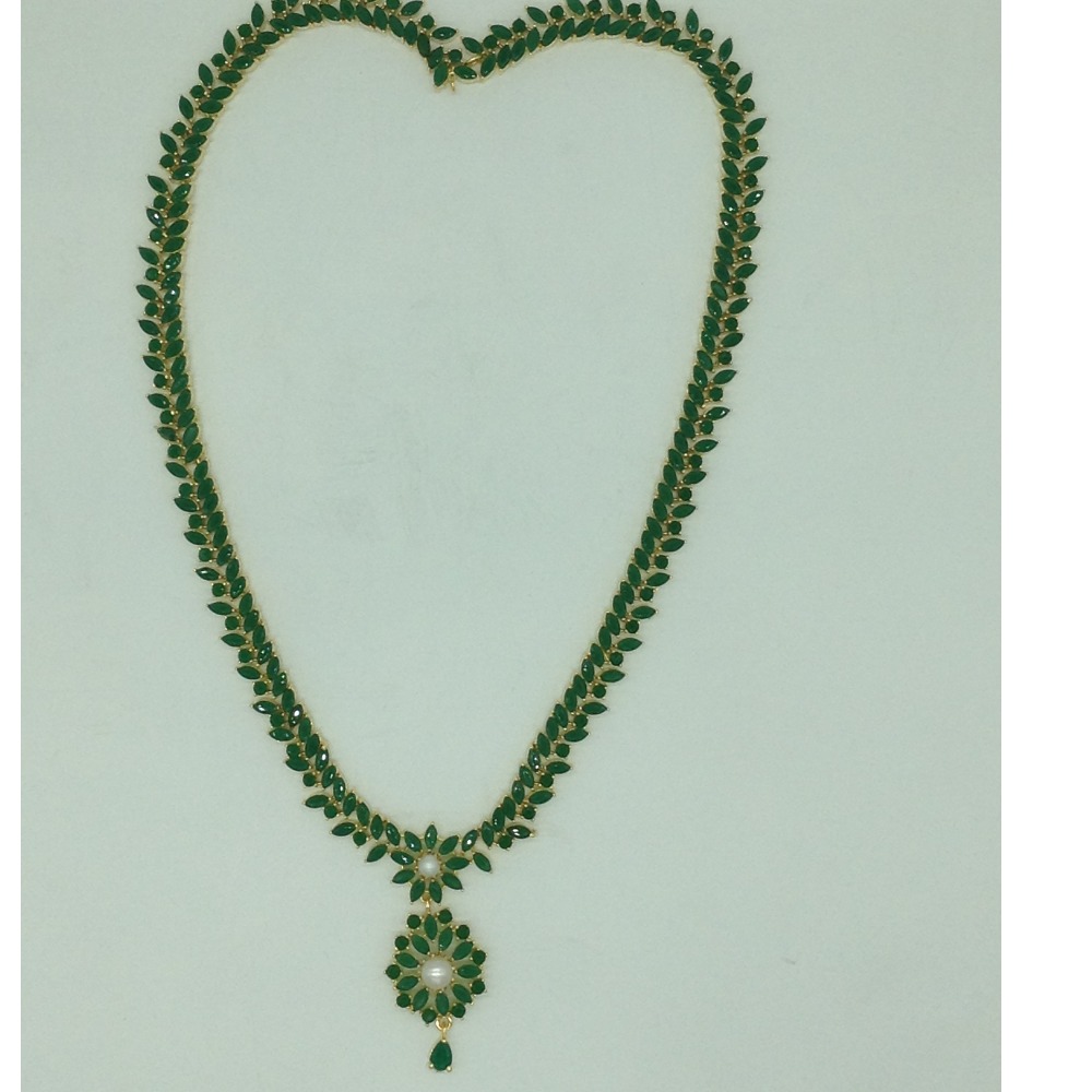 Green CZ Long Necklace Set JNC0225 - Image 4