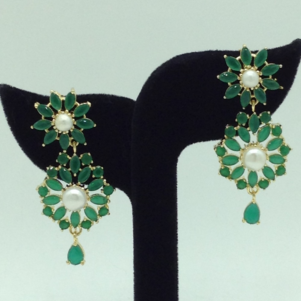 Green CZ Long Necklace Set JNC0225 - Image 3