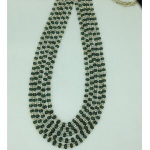 White Seed Pearls with Green Beeds 5 Layers Mala JPM0531