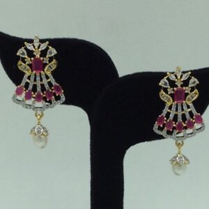 White,Red CZ Ranihaar Set With 5 Line White Pearls Mala JPS0855
