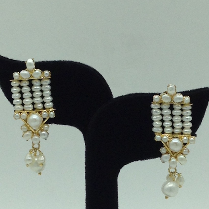 White Pearls Ranihaar Set With 4 Line White Pearls Mala JPS0854