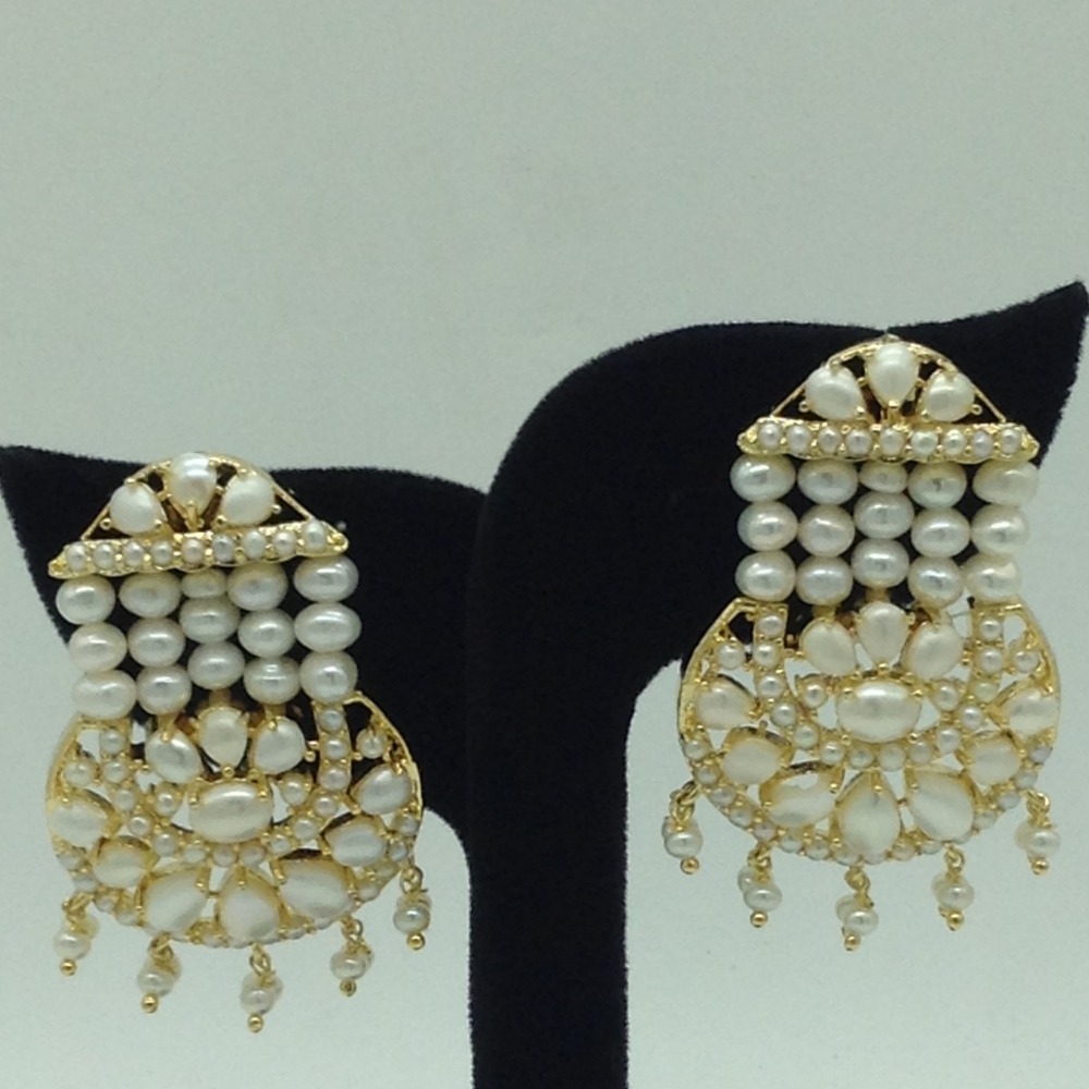 White Pearls Ranihaar Set With 4 Line White Pearls Mala JPS0853