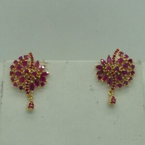 Red Cz Pendent Set With 2 Line Orange Pearls Mala JPS0844