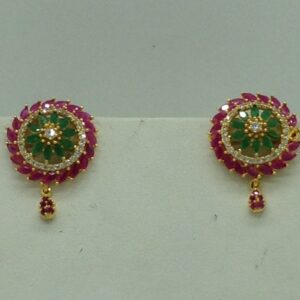 Tricolour Cz Pendent Set With 1 Line White Pearls Mala JPS0842