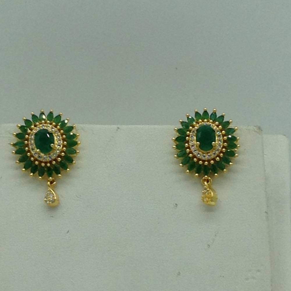 White,Green Cz Pendent Set With 1 Line White Pearls Mala JPS0837