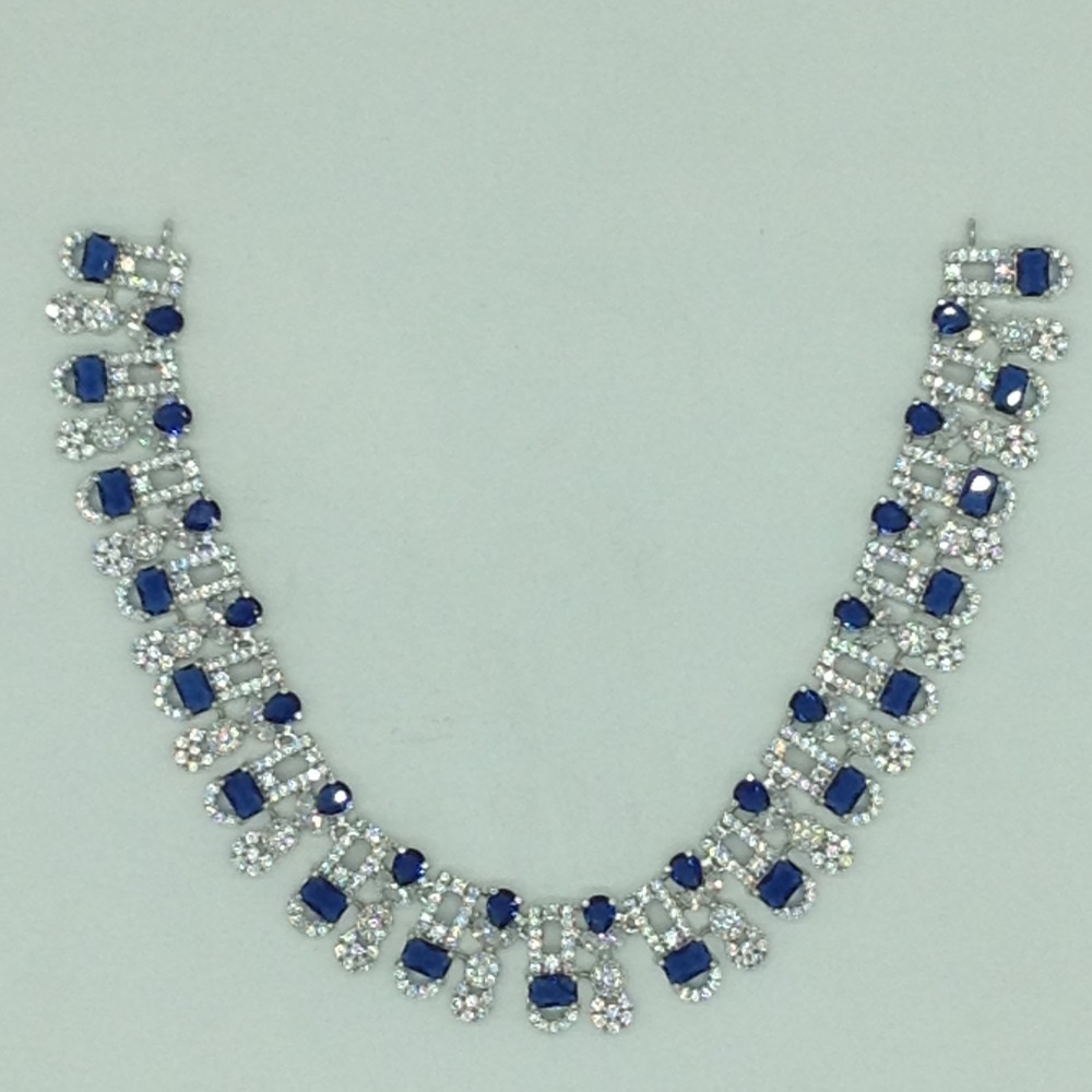 White,Blue CZ Necklace Set JNC0223 - Image 4